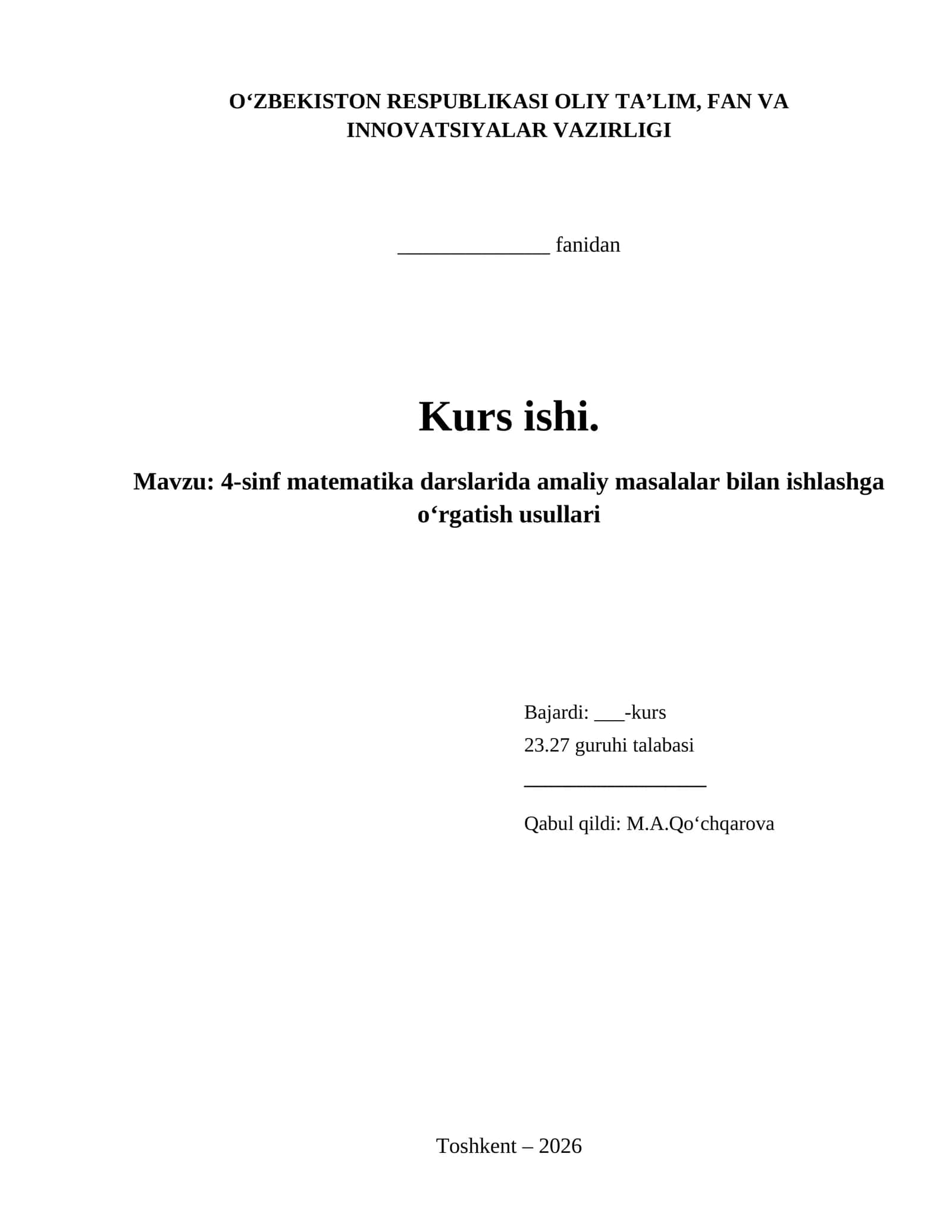 4-sinf matematika darslarida amaliy masalalar bilan ishlashga o‘rgatish usullari