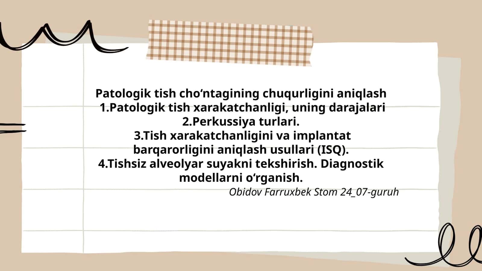 Patologik tish cho‘ntagining chuqurligini aniqlash