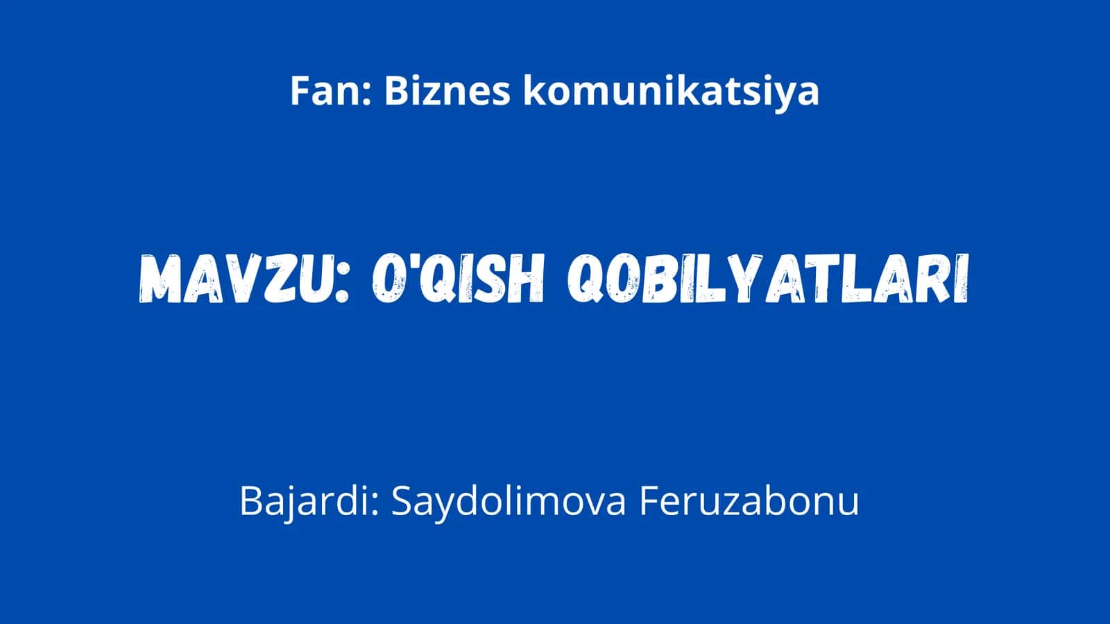 O'qish qobilyatlari