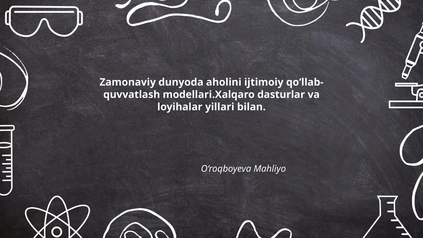 Zamonaviy dunyoda aholini ijtimoiy qo‘llab-quvvatlash modellari