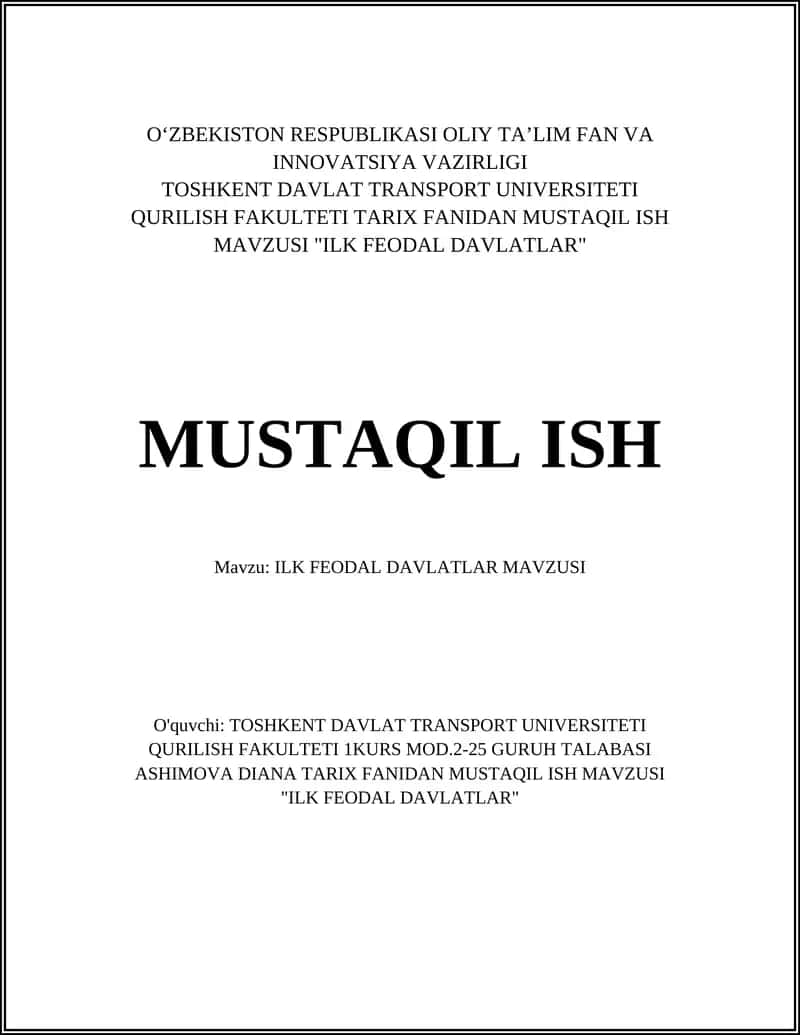 ILK FEODAL DAVLATLAR MAVZUSI