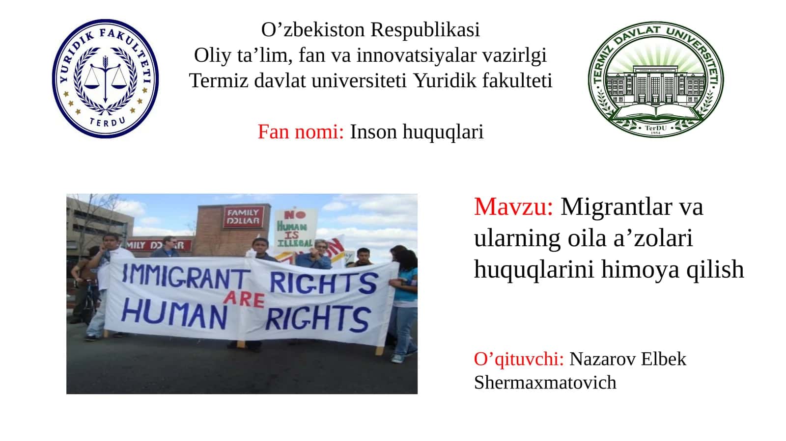 Migrantlar va ularning oila a’zolari huquqlarini himoya qilish