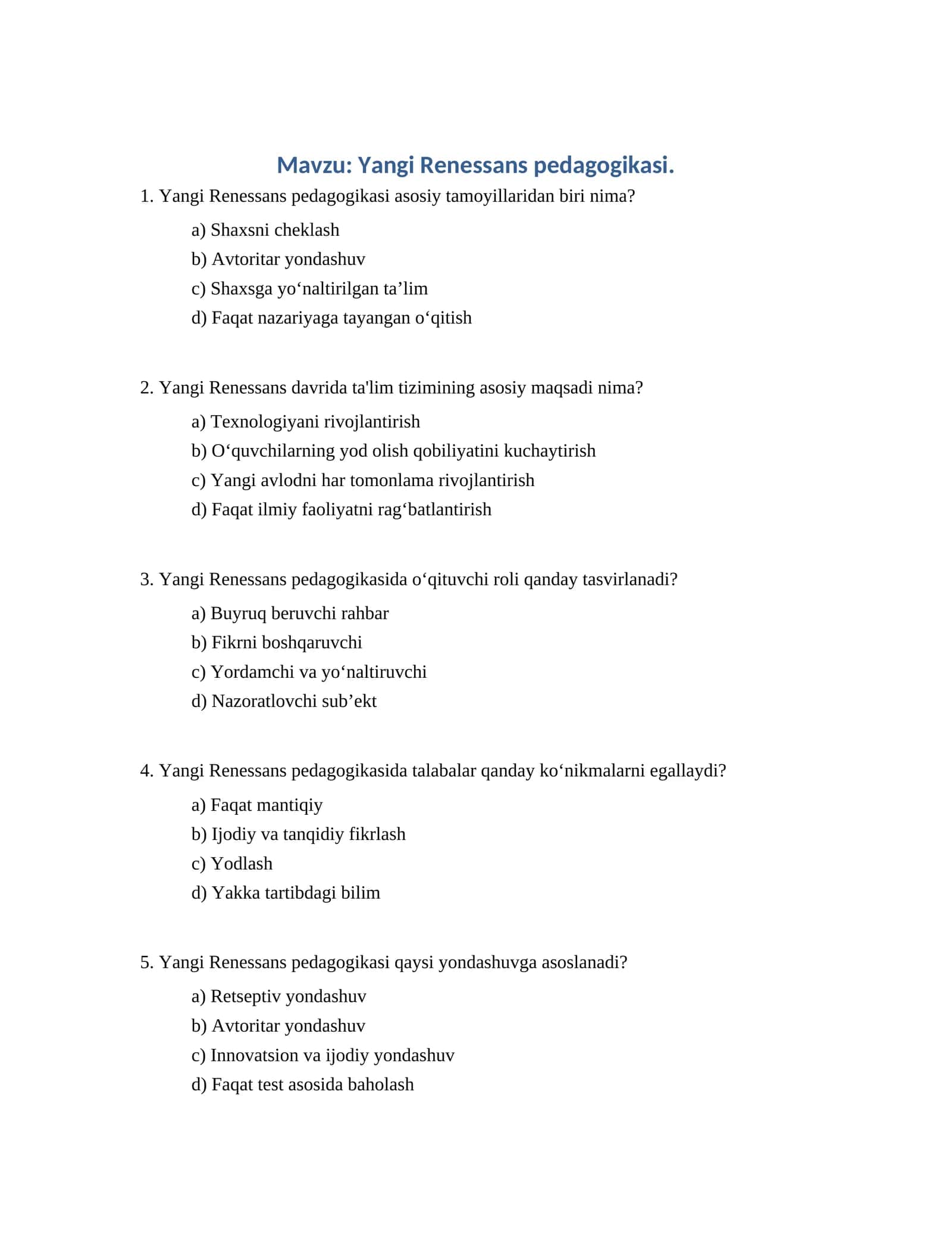 Yangi Renessans pedagogikasi
