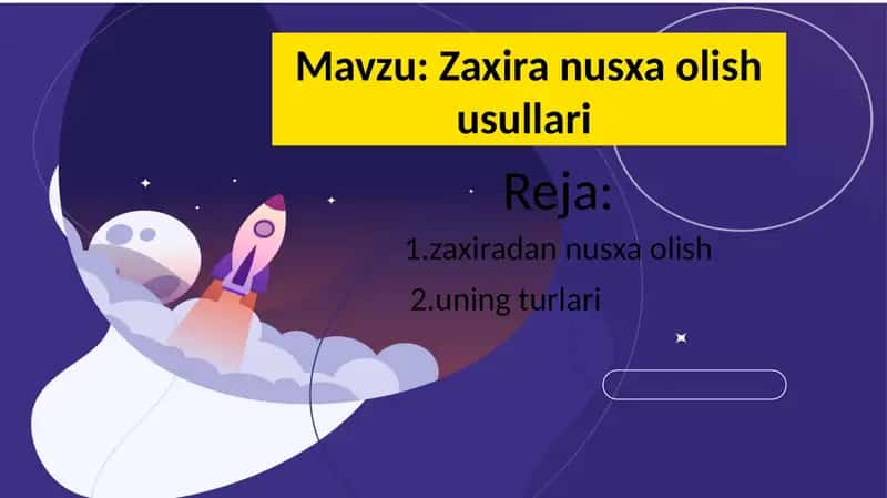 Zaxira nusxa olish usullari