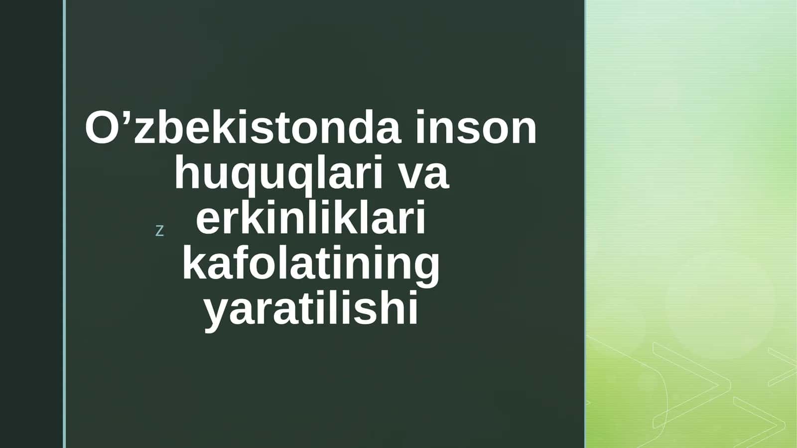 O’zbekistondainsonhuquqlarivaerkinliklarikafolatiningyaratilishi
