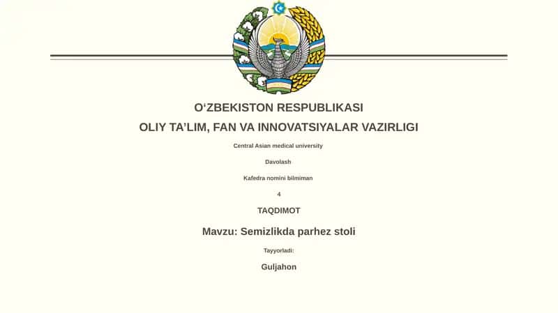 Semizlikda parhez stoli