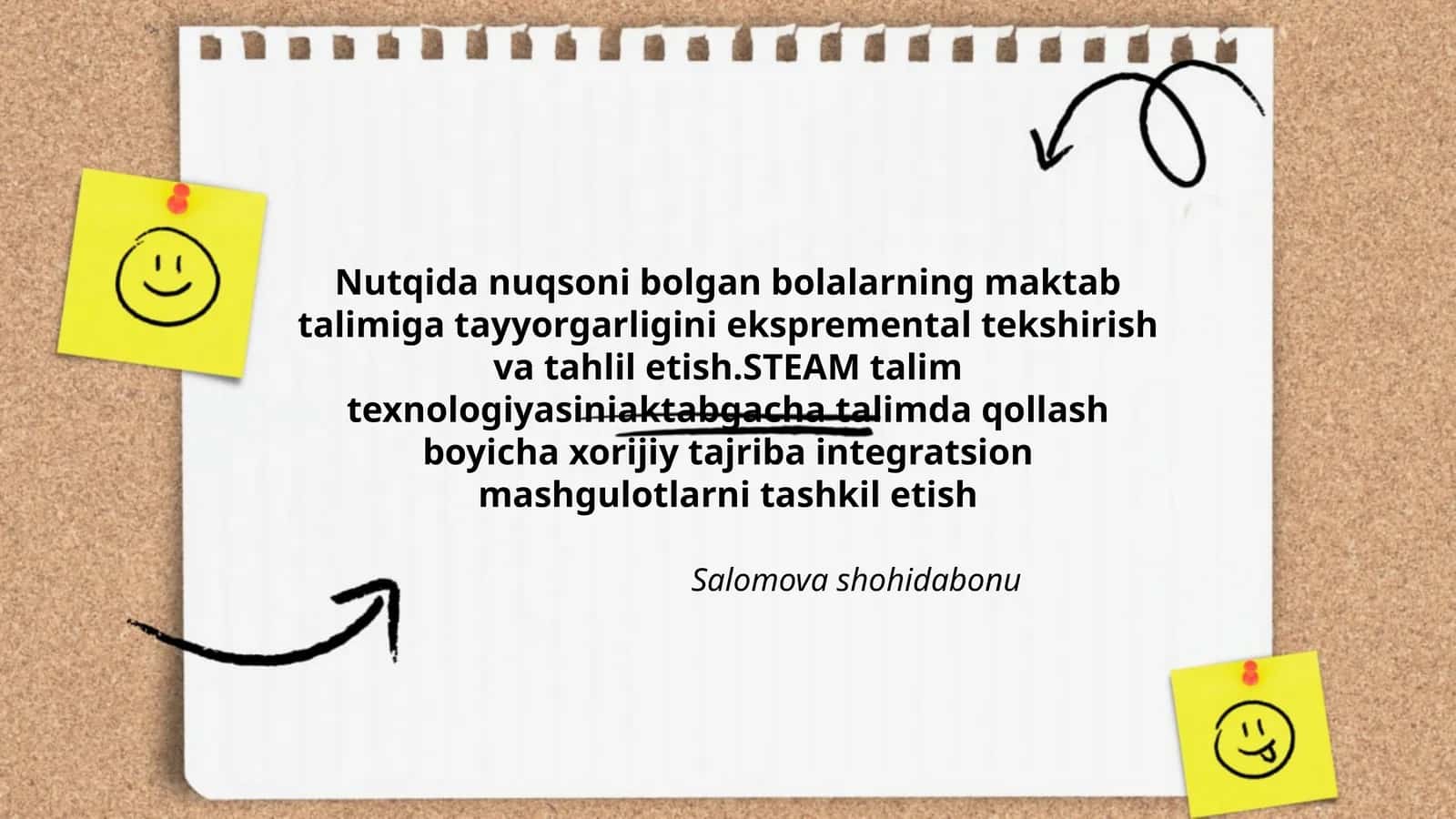 Nutqida nuqsoni bolgan bolalarning maktab talimiga tayyorgarligini ekspremental tekshirish