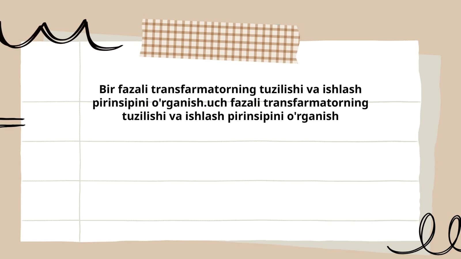 Bir Fazali Transfarmatorning Tuzilishi va Ishlash Pirinsipi