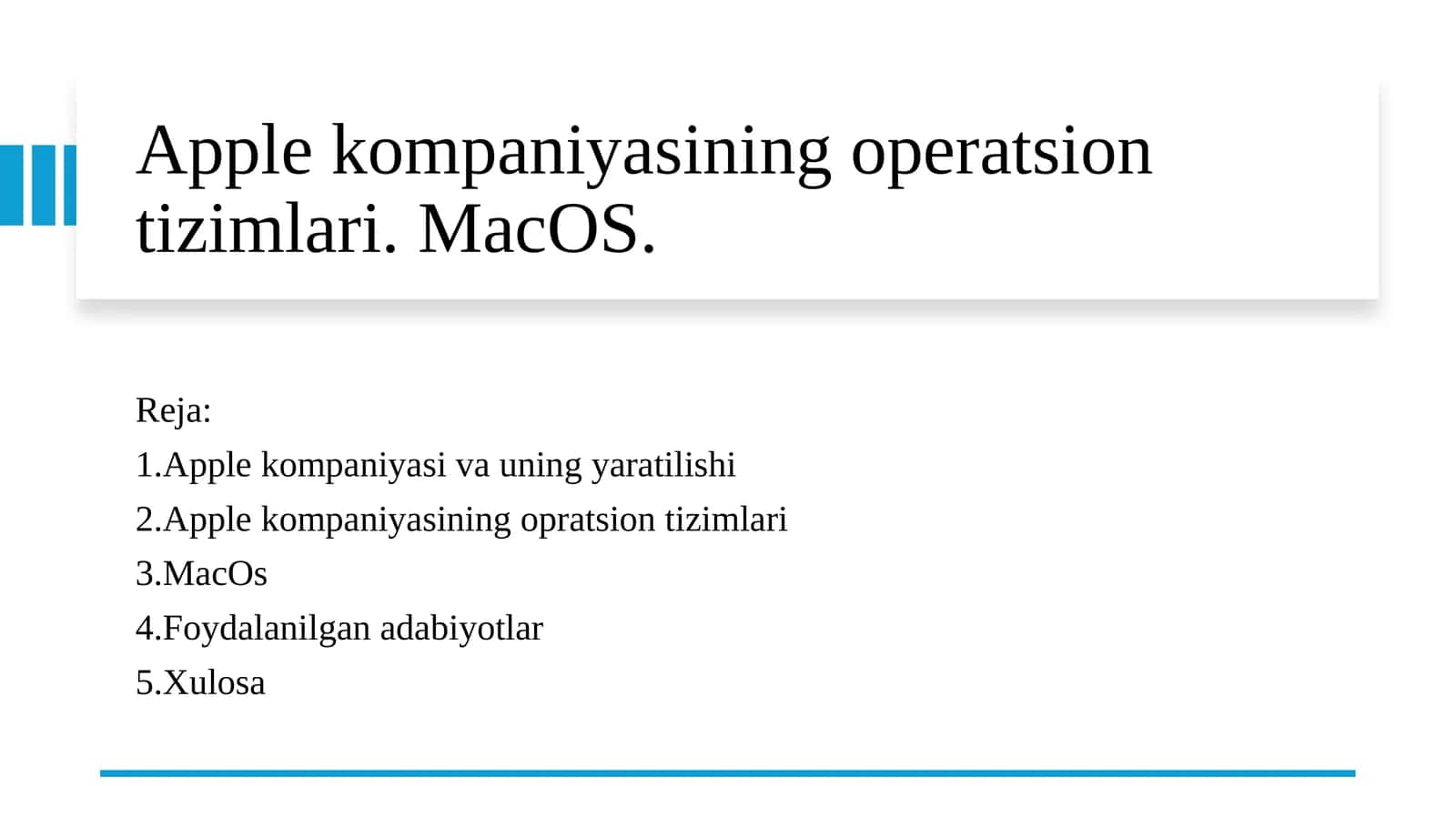 Applekompaniyasining operatsion tizimlari. MacOS