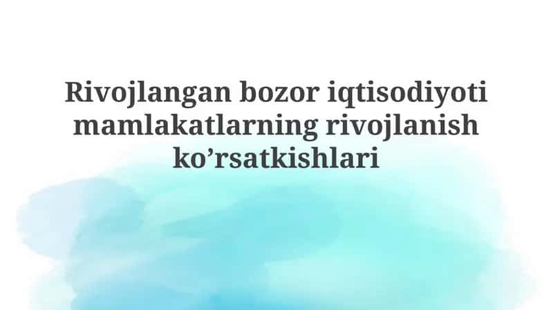 Rivojlangan bozor iqtisodiyoti