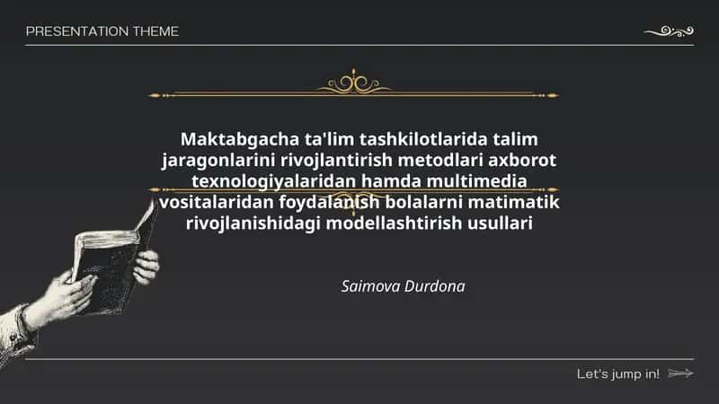 Maktabgacha ta'lim tashkilotlarida talim jaragonlarini rivojlantirish metodlari
