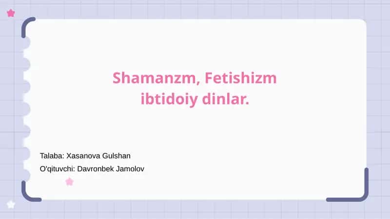 Shamanzm, Fetishizm ibtidoiy dinlar