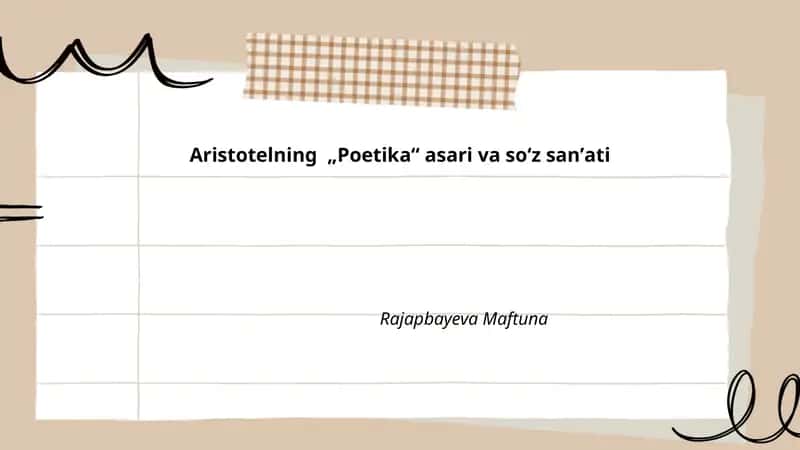 Aristotelning „Poetika“ asari va soʻz sanʼati