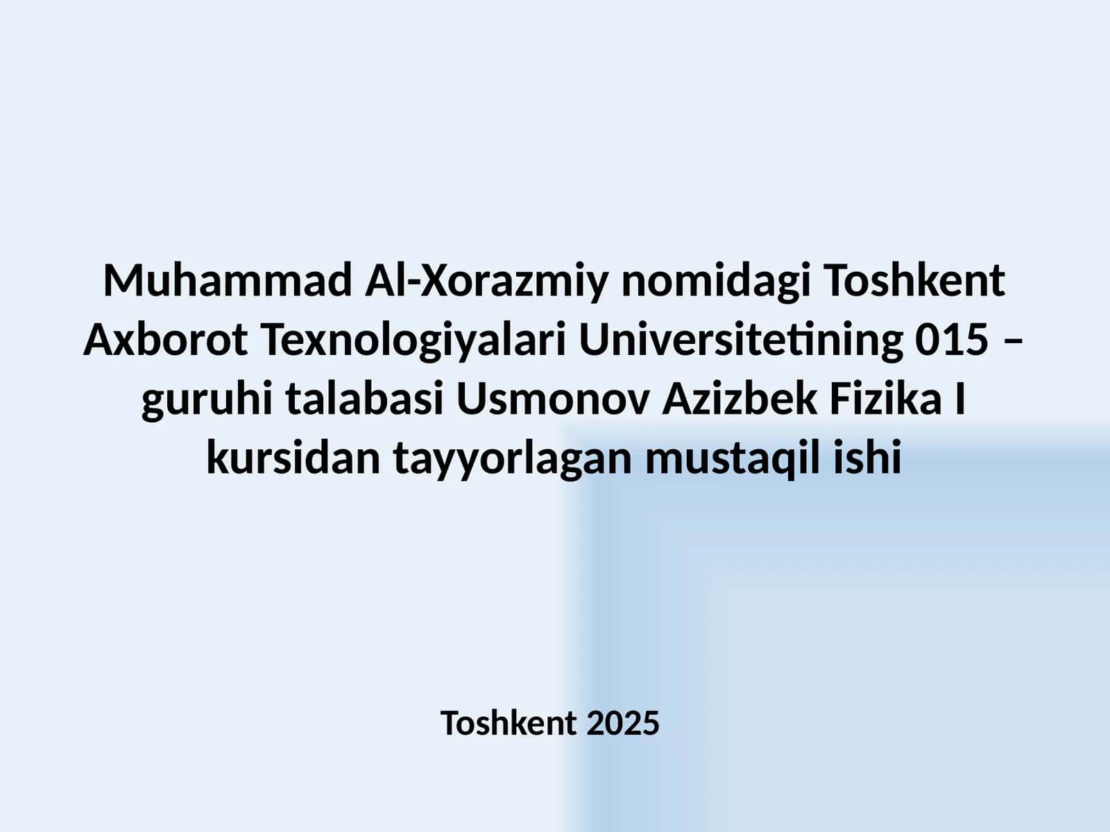 Fizika I kursi