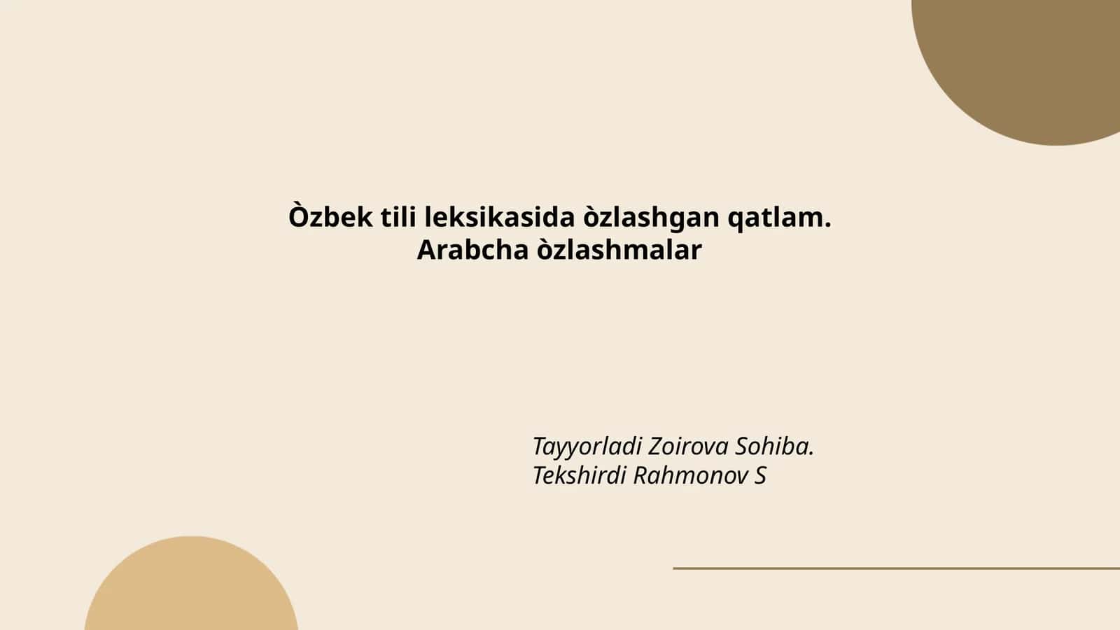 Arabcha Òzlashmalar