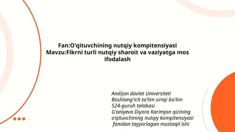 O'qituvchining nutqiy kompitensiyasi