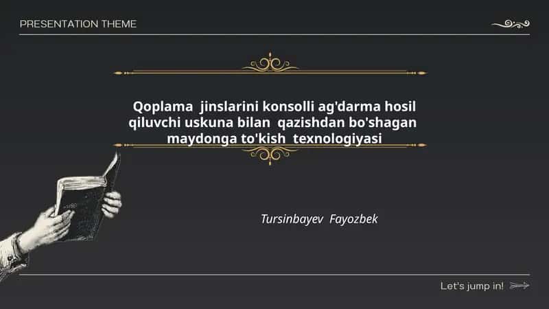 Texnologik jarayonning umumiy tamoyillari