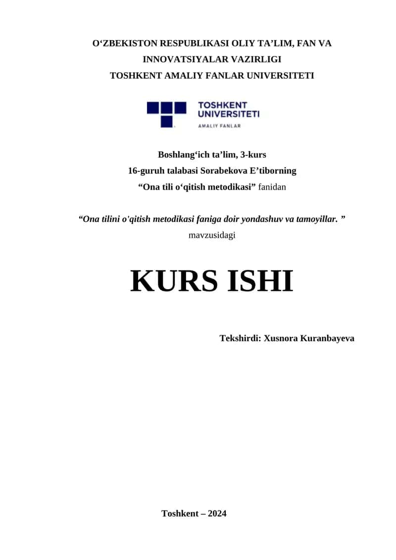 Ona tili o'qitish metodikasi