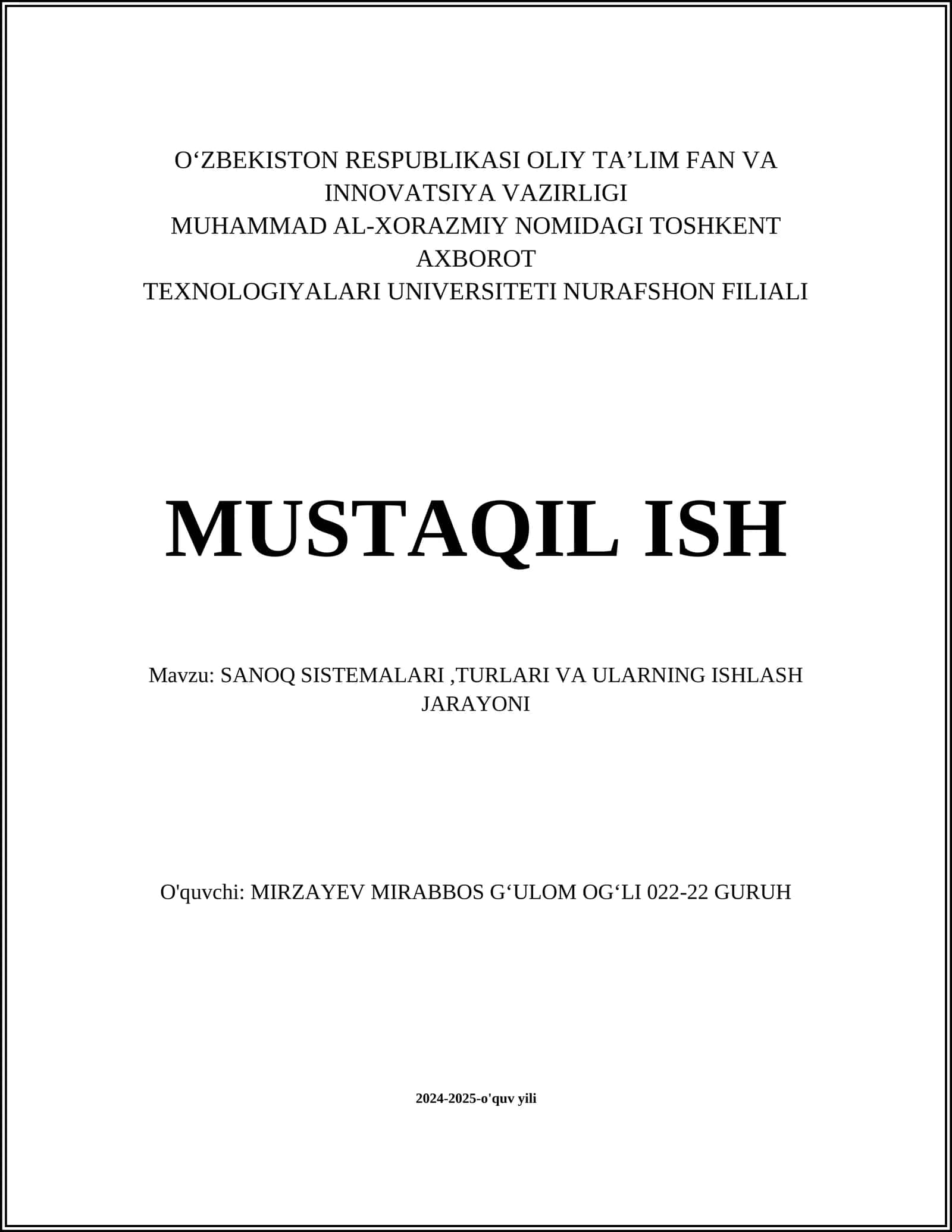 Sanoq sistemalari turlari