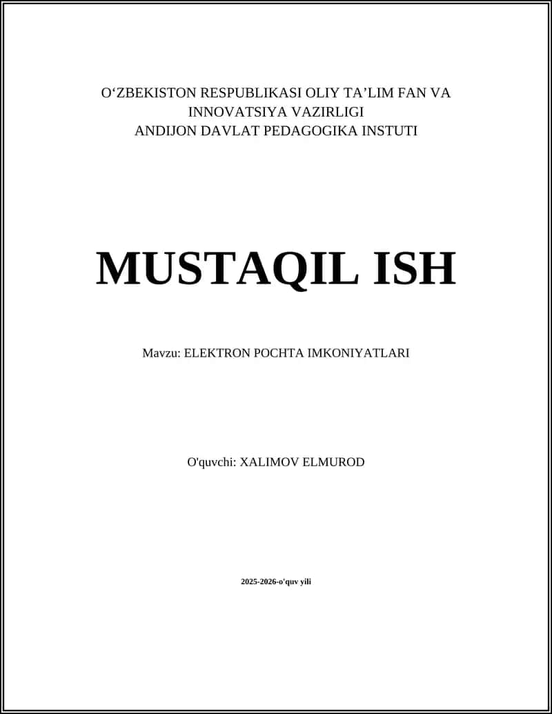 ELEKTRON POCHTA IMKONIYATLARI