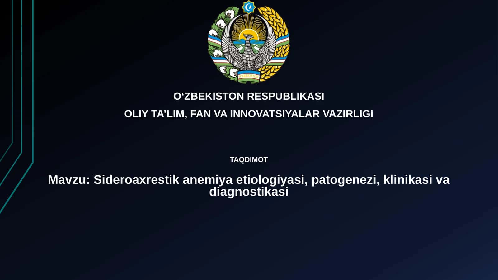 Sideroaxrestikanemiyaetiologiyasi,patogenezi,klinikasivadiagnostikasi