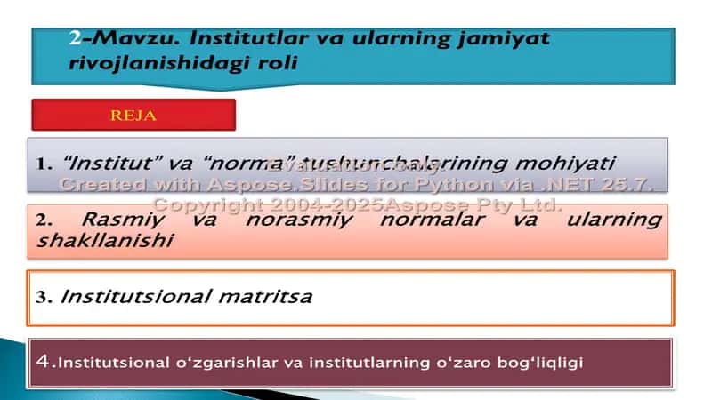 Institutlar va ularning jamiyat rivojlanishidagi roli