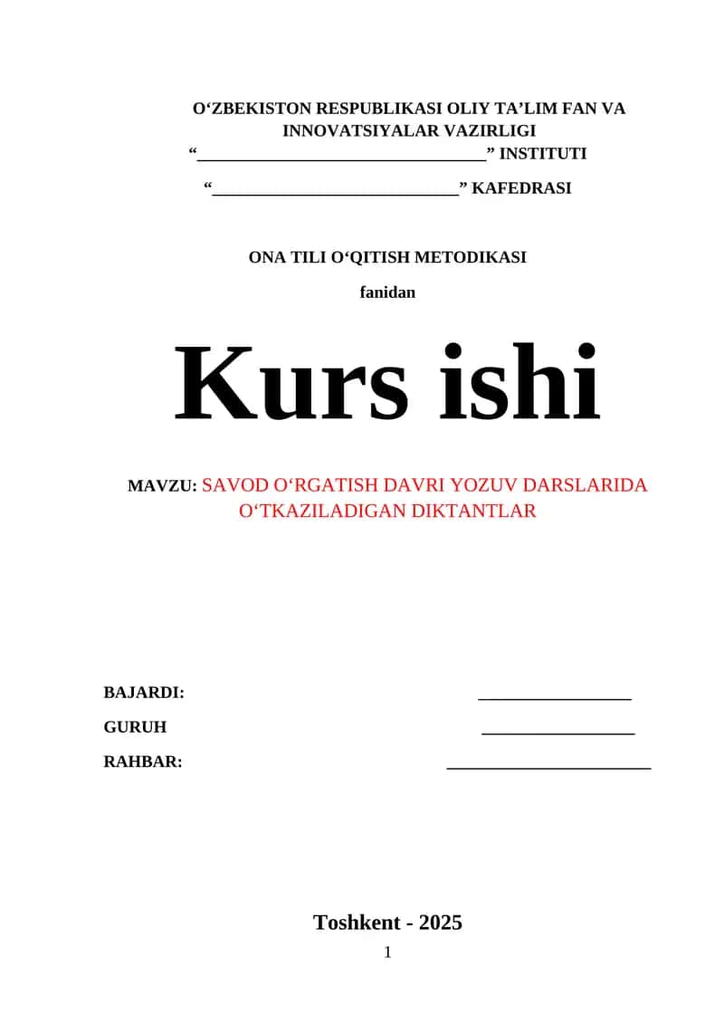 Savod orgatish davri yozuv darslarida otkaziladigan diktantlar