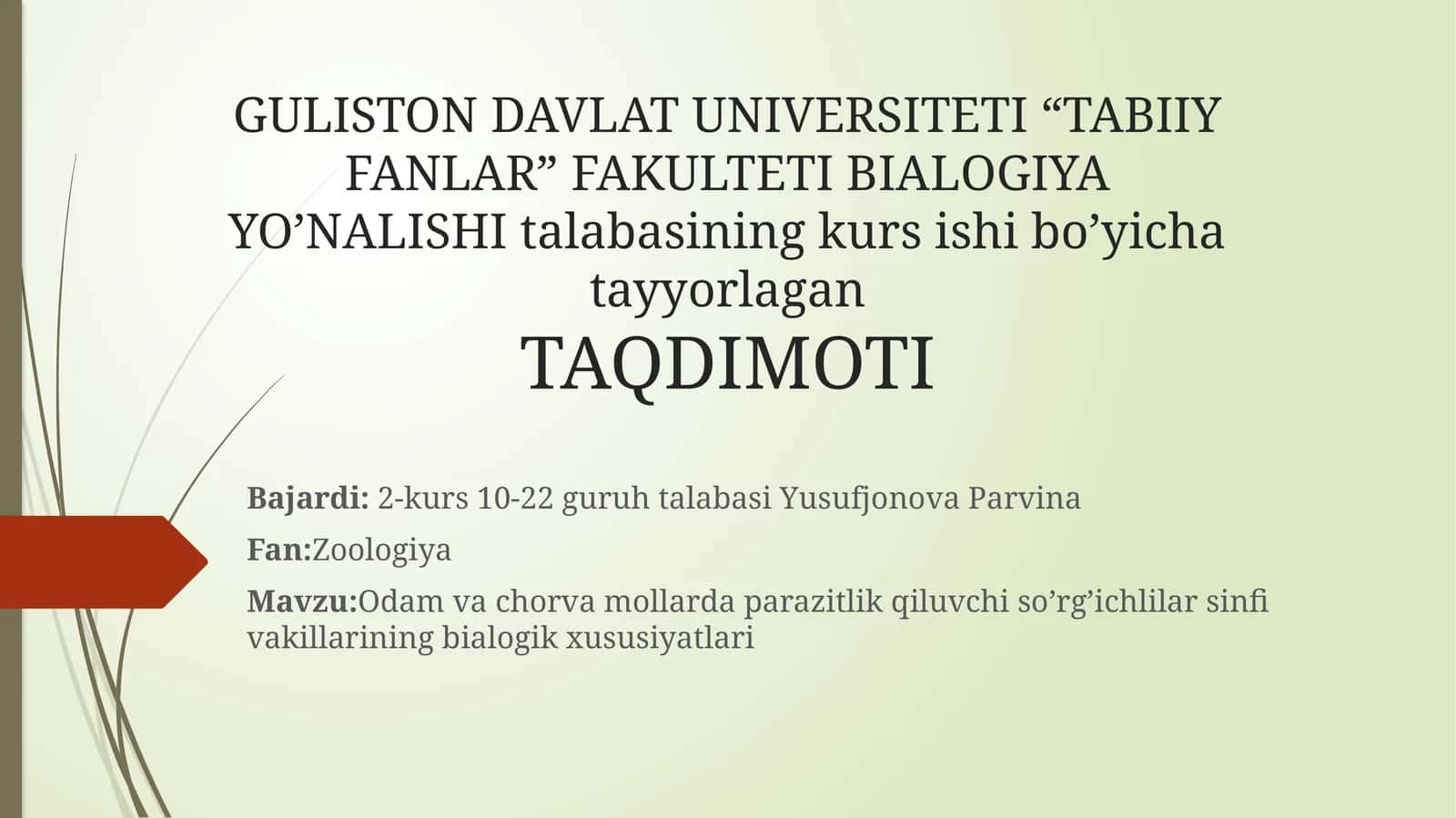 Odam va hayvonlarda parazitlik qiluvchi so'rg'ichlilar sinfi vakillarining biologik xususiyatlari