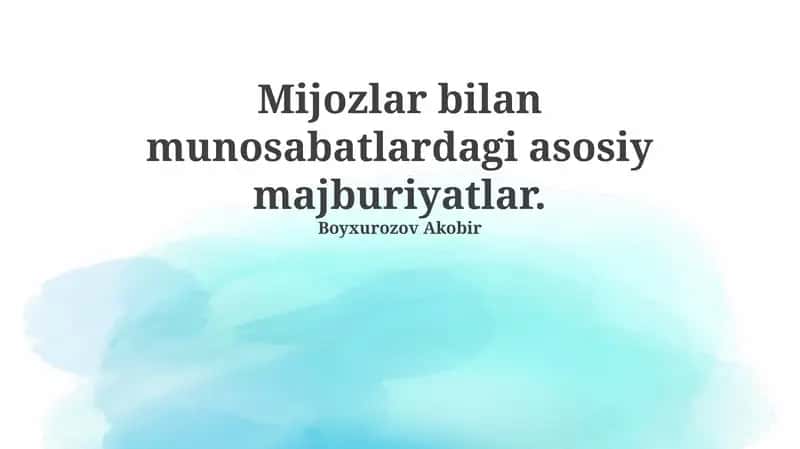 Mijozlar bilan munosabatlardagi asosiy majburiyatlar