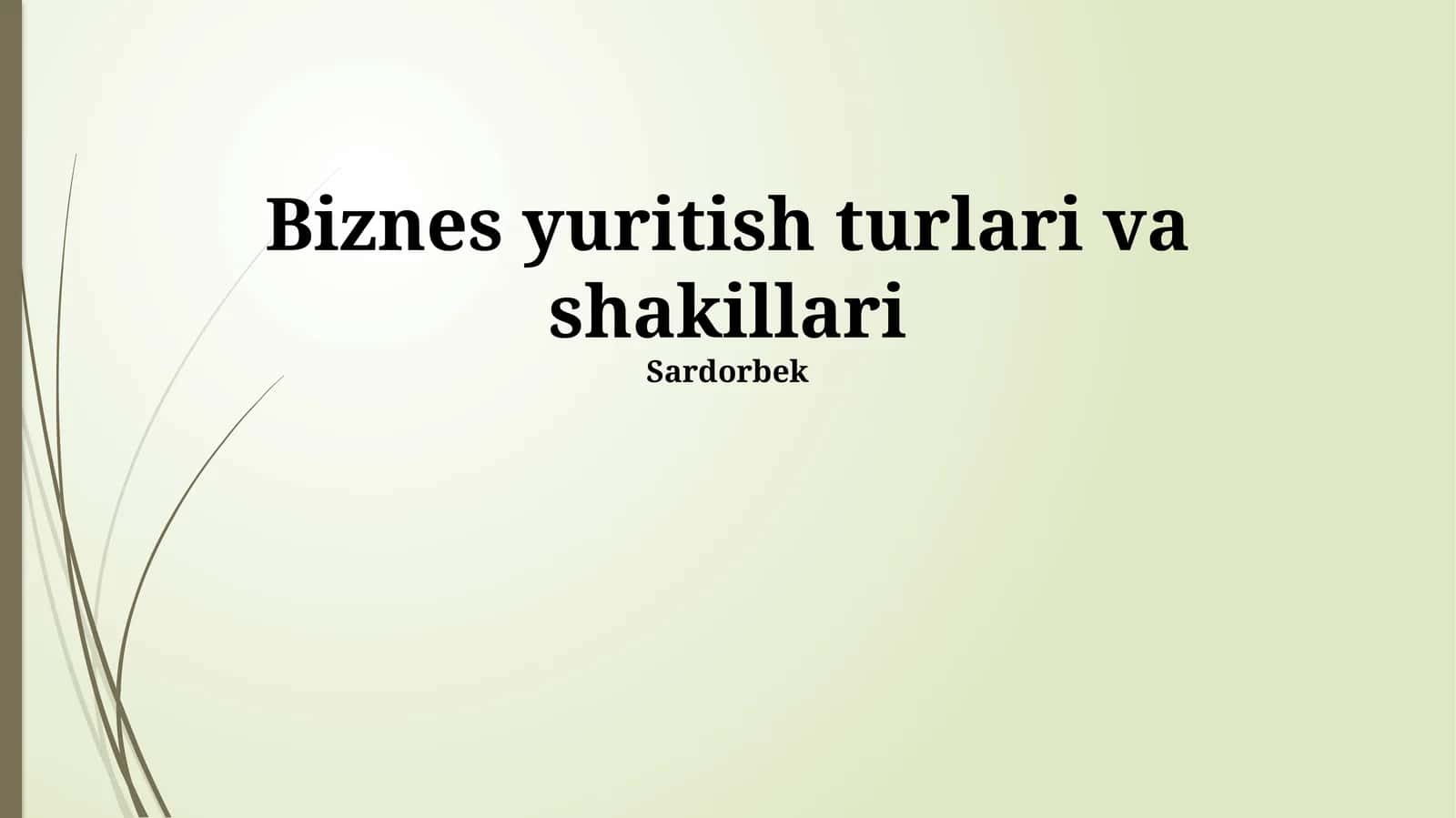Biznes yuritish turlari va shakillari