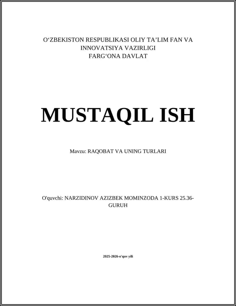 RAQOBAT VA UNING TURLARI