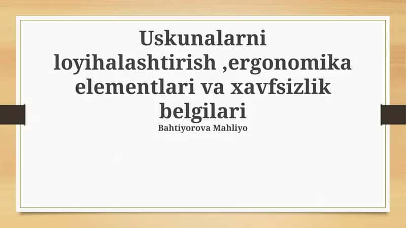 Uskunalar Dizayni Asoslari