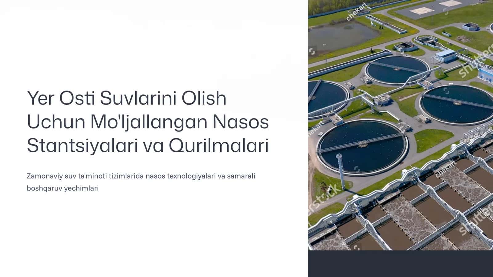 Yer Osti Suvlarini Olish Uchun Mo'ljallangan Nasos Stantsiyalari va Qurilmalari