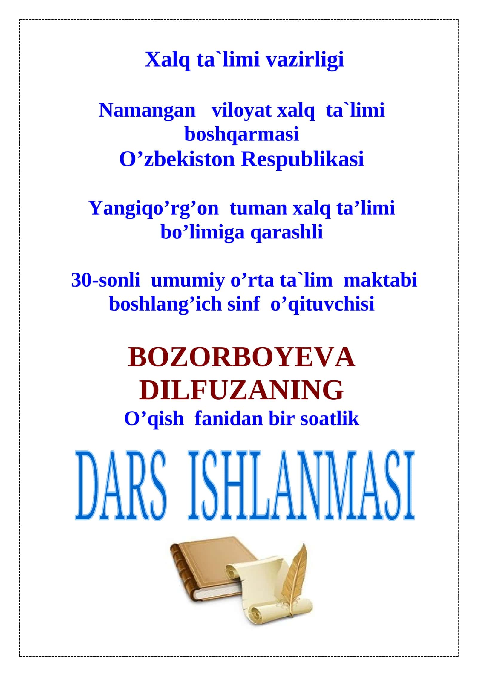 3-sinf O'qish fanidan Olma mavzusida dars ishlanma