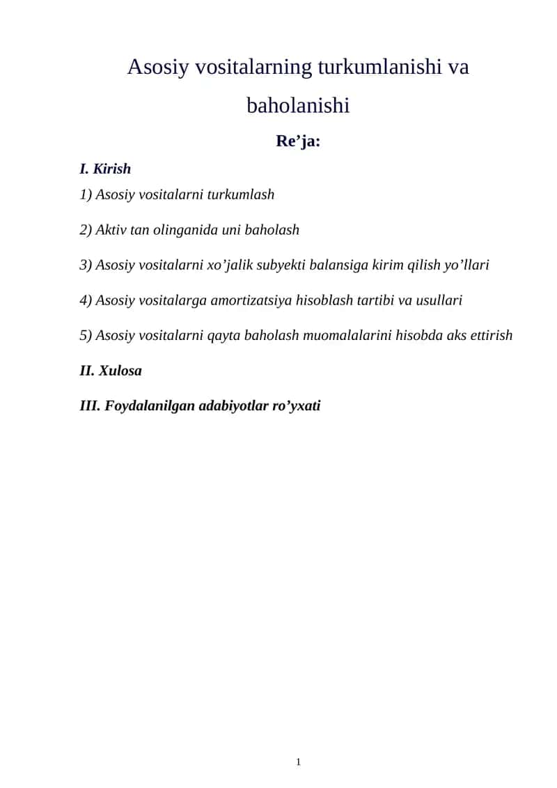 Аsоsiy vоsitаlаrni turkumlаsh