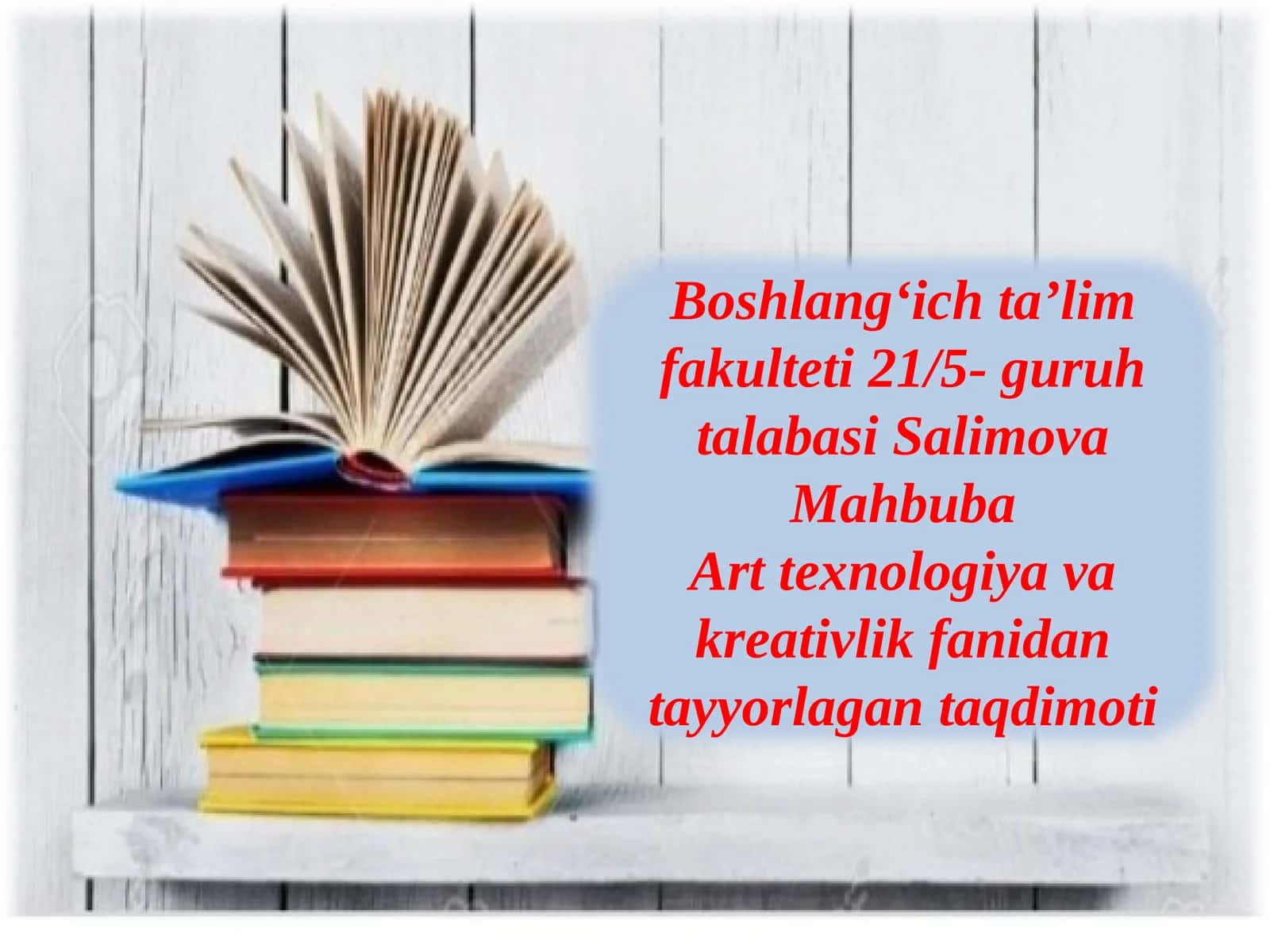 Art texnologiya va kreativlik fanidan tayyorlagan taqdimoti