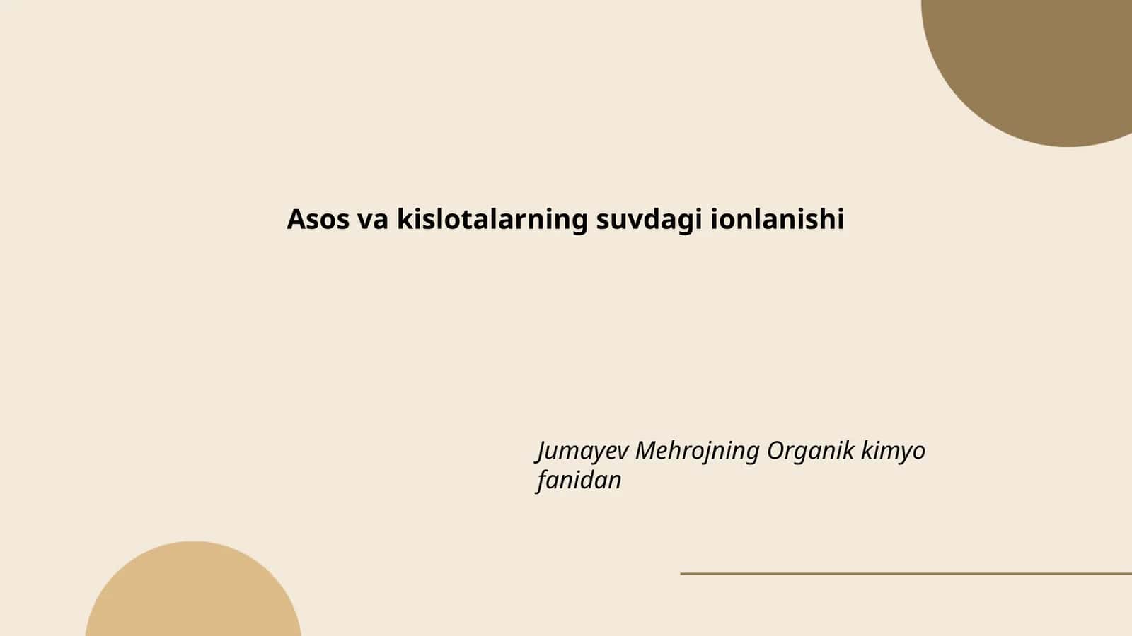 Asos va kislotalarning suvdagi ionlanishi