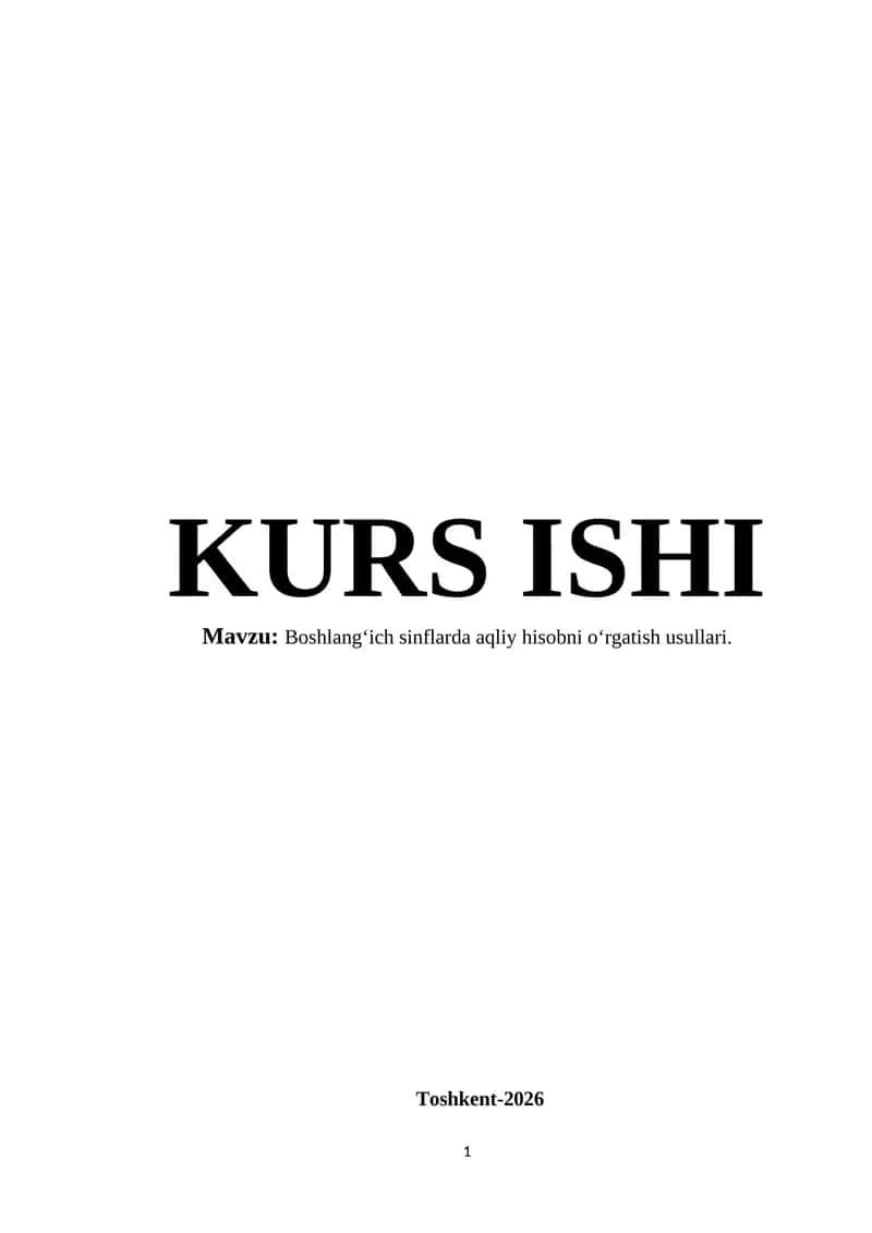 Boshlangʻich sinflarda aqliy hisobni oʻrgatish usullari