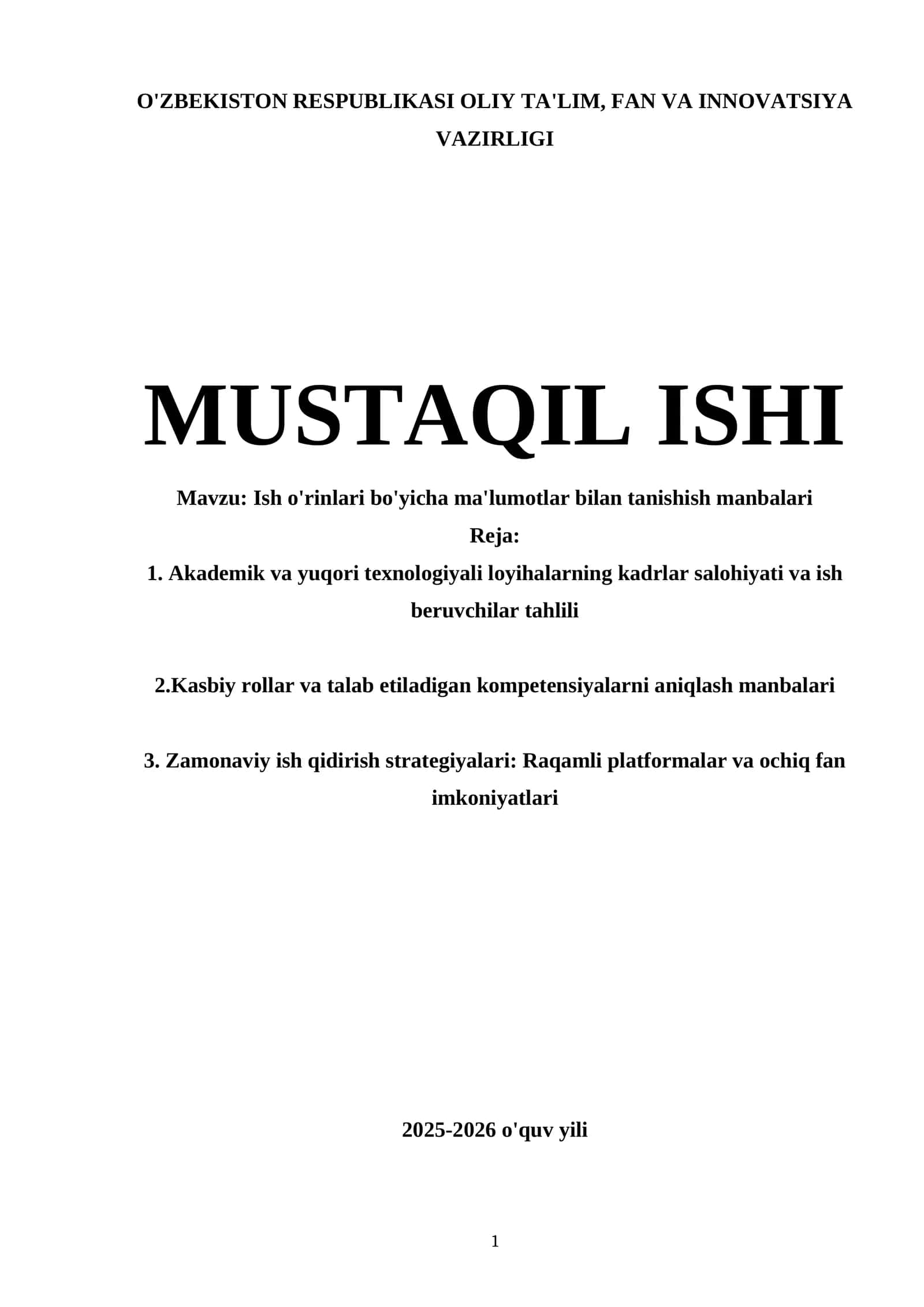 Ish o'rinlari bo'yicha ma'lumotlar bilan tanishish manbalari
