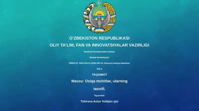 Oziqli muhitlar, ularning tasnifi
