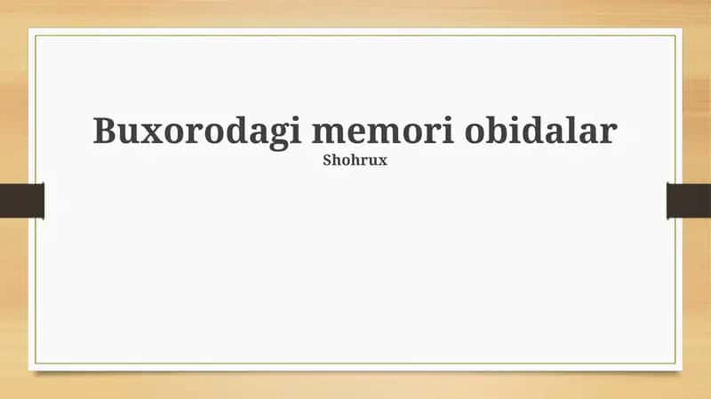 Buxorodagi memori obidalar