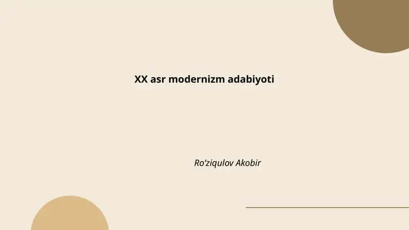 XX asr modernizm adabiyoti