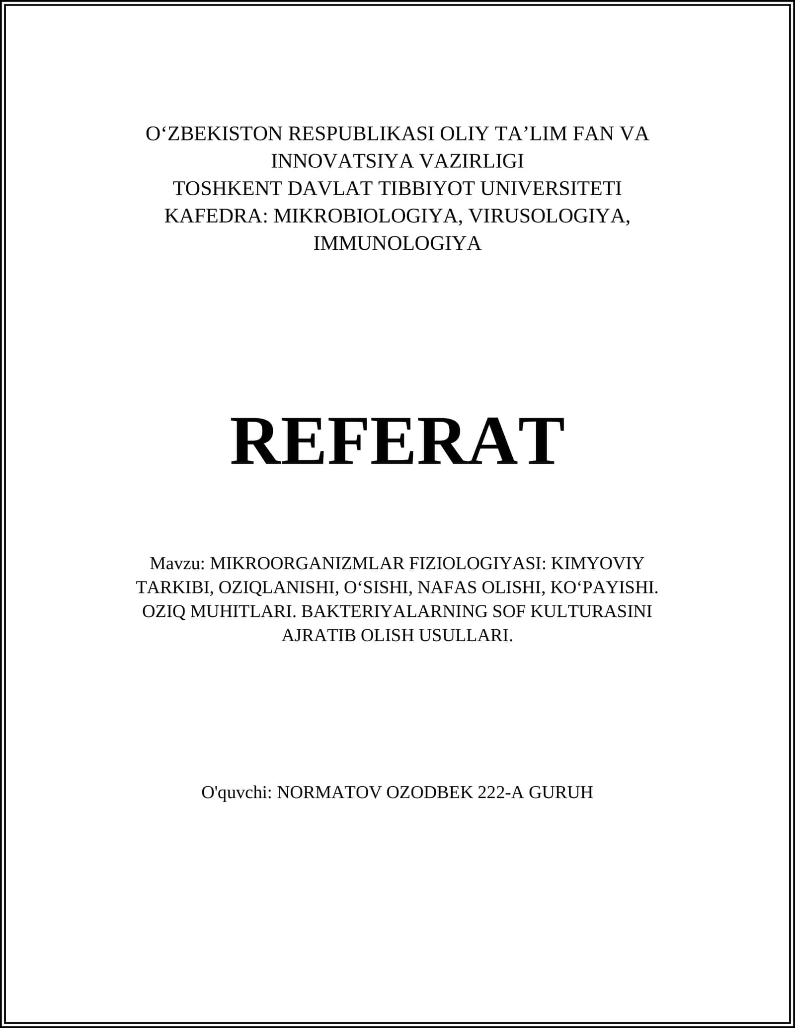 Mikroorganizmlar Fiziologiyasi