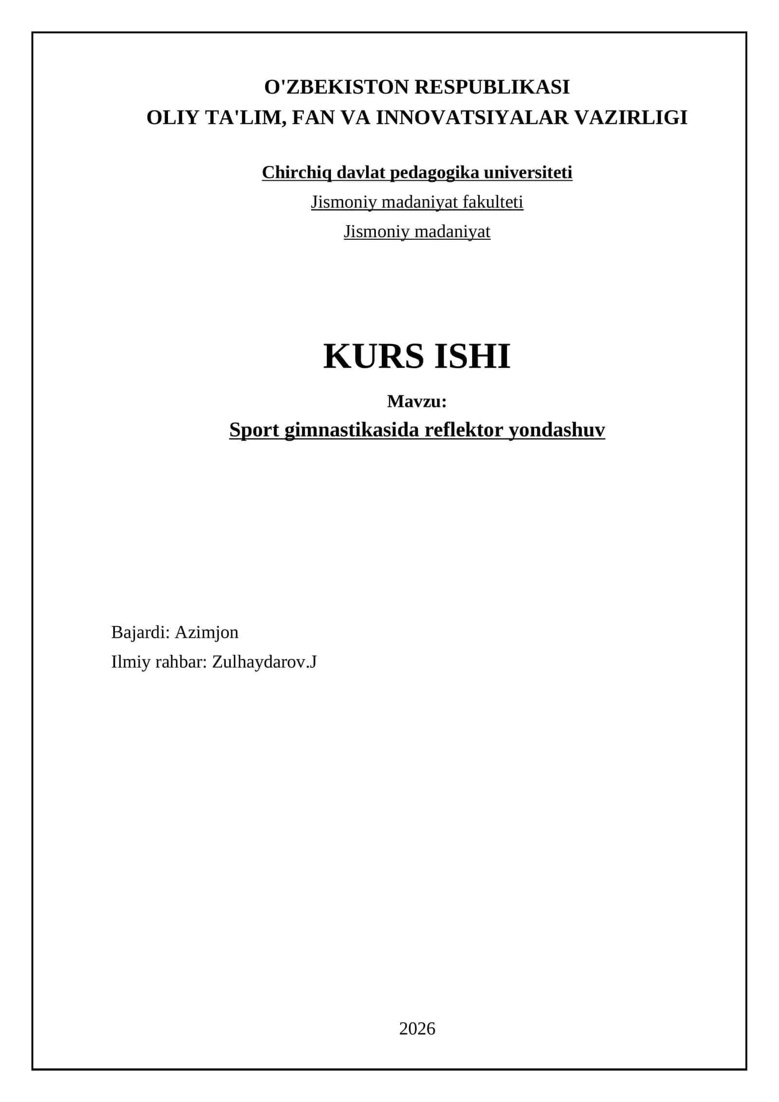 Sport gimnastikasida reflektor yondashuv