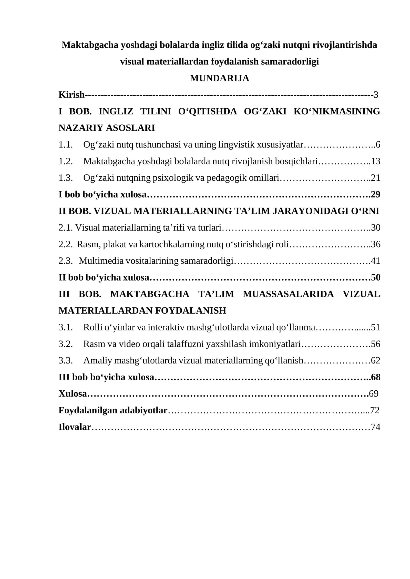 Maktabgacha yoshdagi bolalarda ingliz tilida og‘zaki nutqni rivojlantirishda visual materiallardan foydalanish samaradorligi