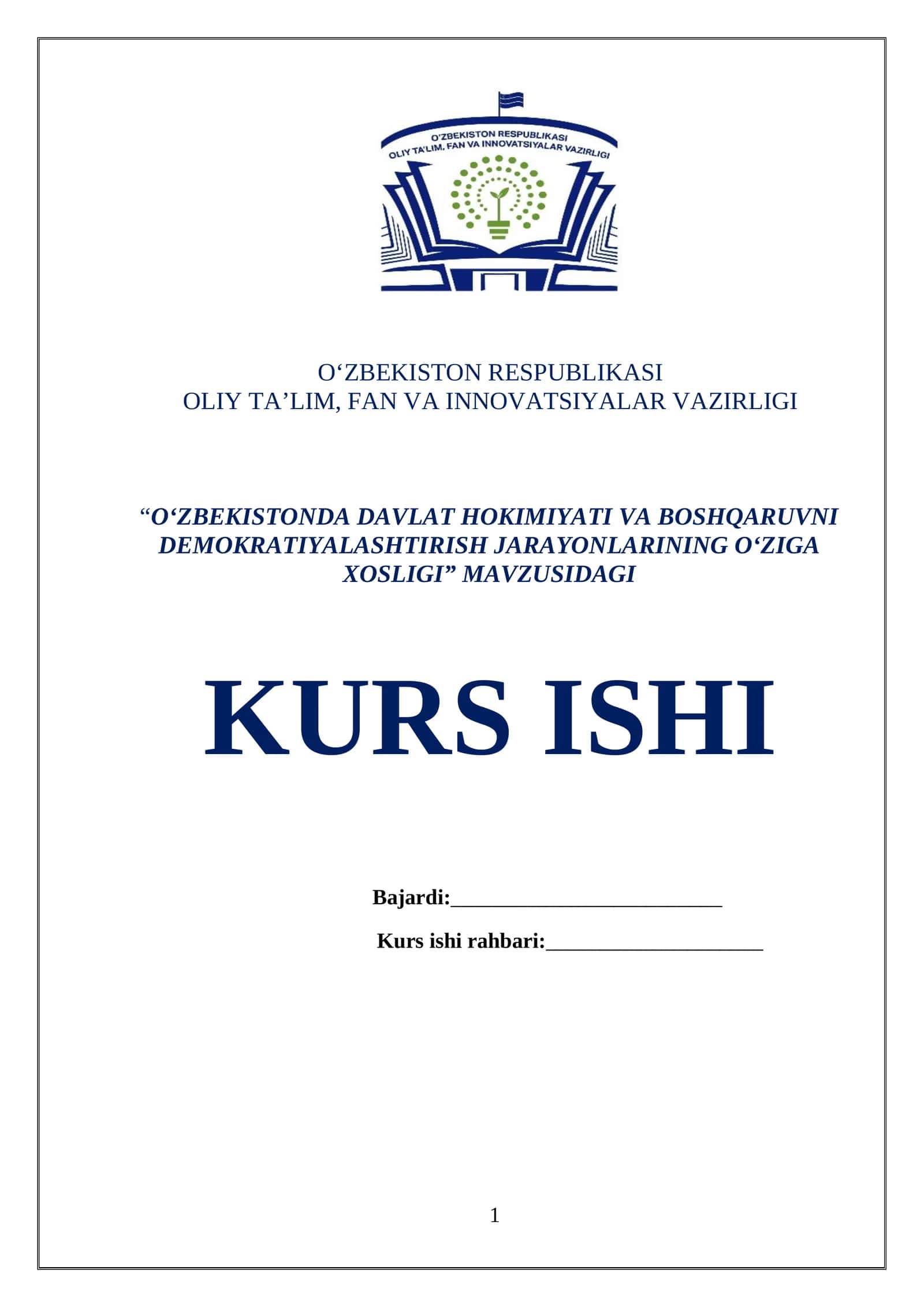 O‘ZBEKISTONDA DAVLAT HOKIMIYATI VA BOSHQARUVNI DEMOKRATIYALASHTIRISH JARAYONLARINING O‘ZIGA XOSLIGI