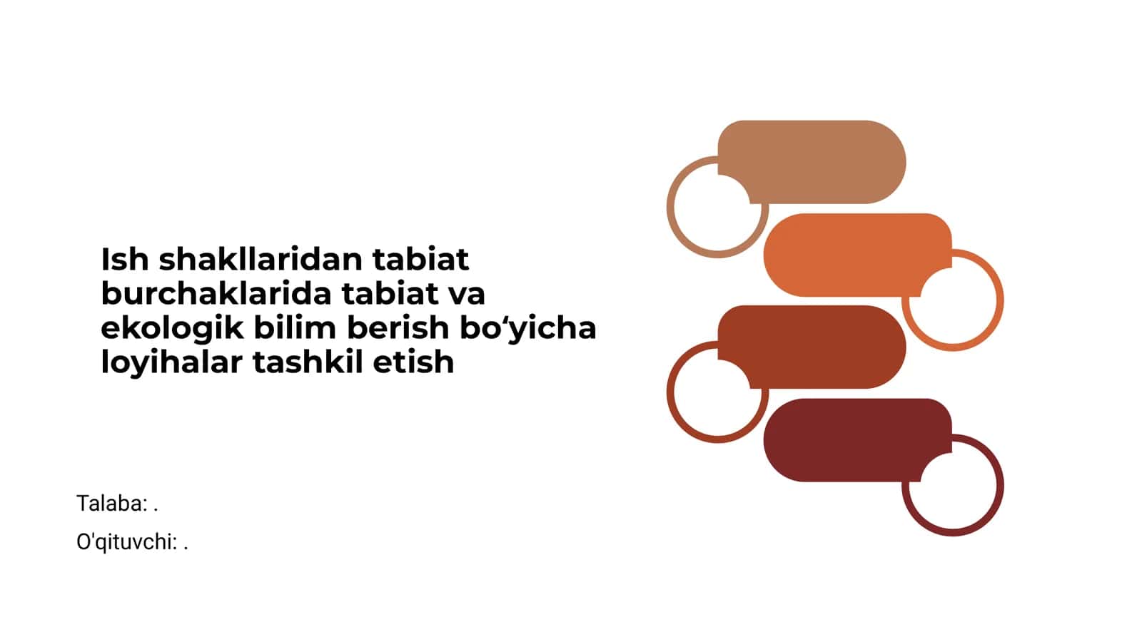 Ish shakllaridan tabiat burchaklarida tabiat va ekologik bilim berish boʻyicha loyihalar tashkil etish