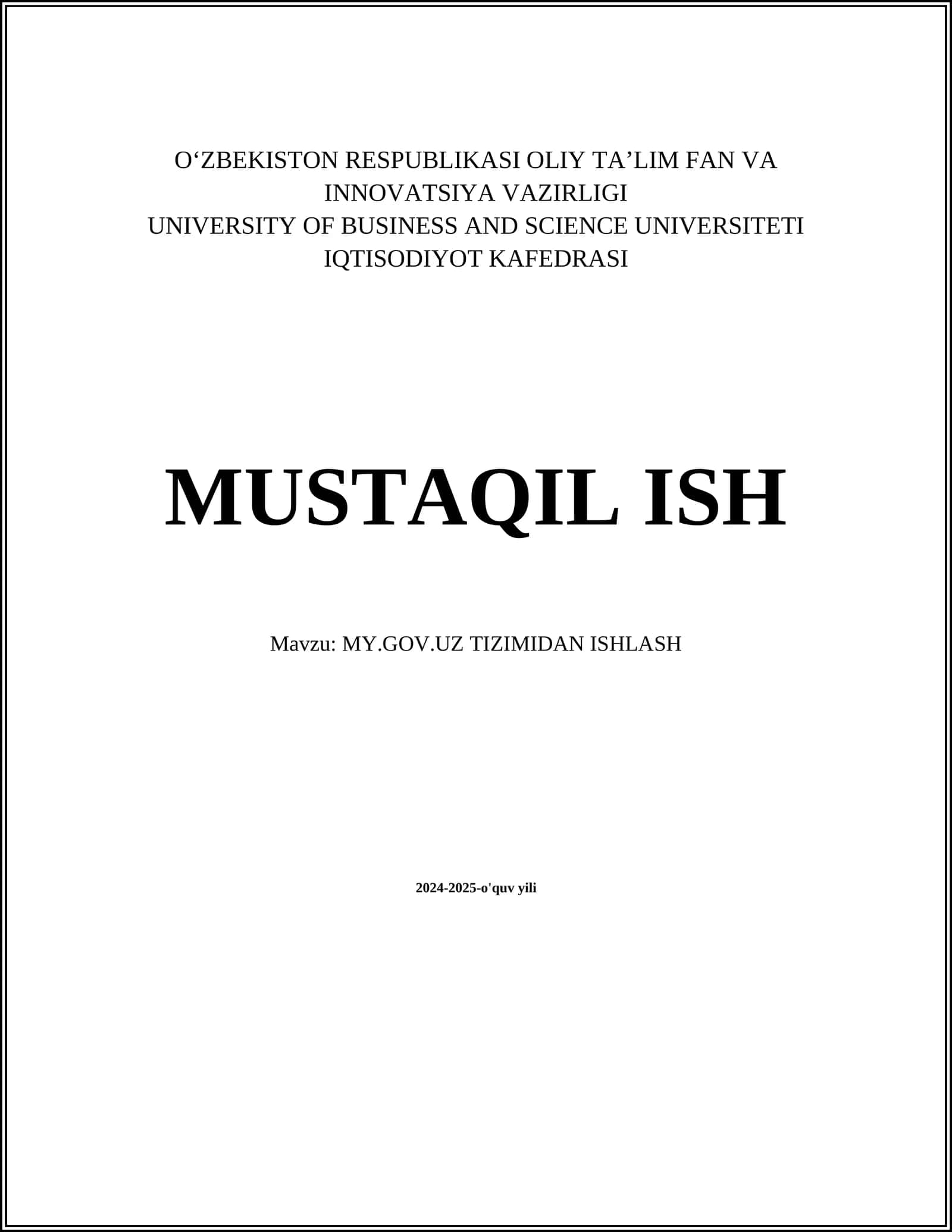 MY.GOV.UZ TIZIMIDAN ISHLASH