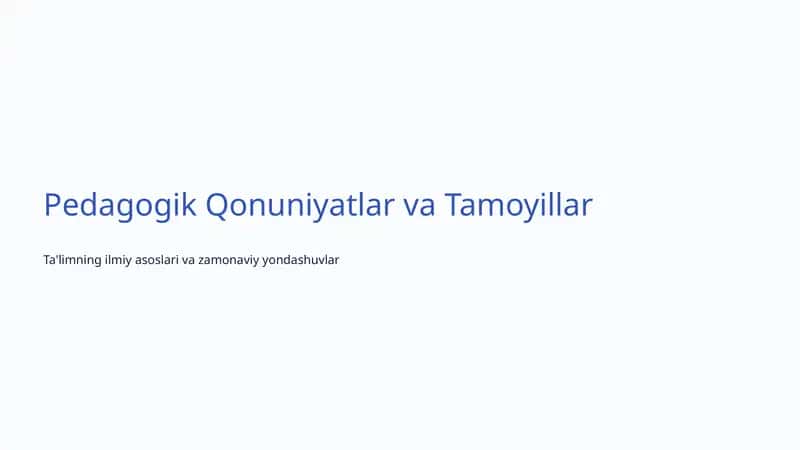 Pedagogik Qonuniyatlar va Tamoyillar