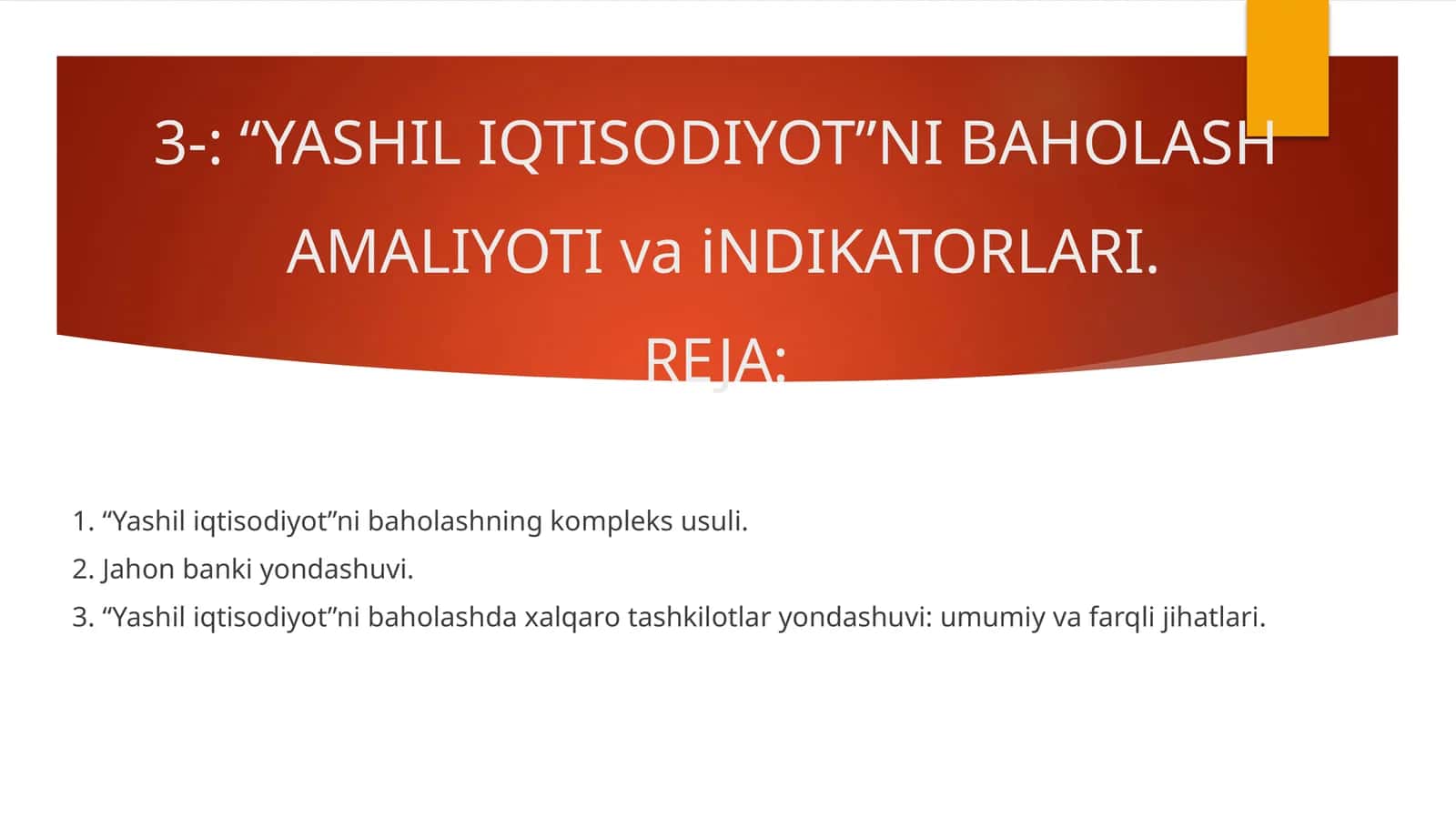 Yashil iqtisodiyotning baholash usullari